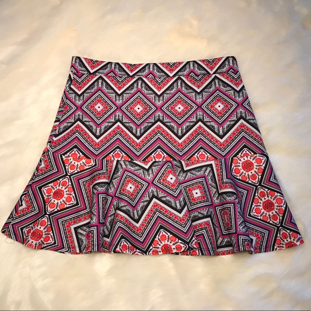 Sequin Hearts Tribal Print Skirt
